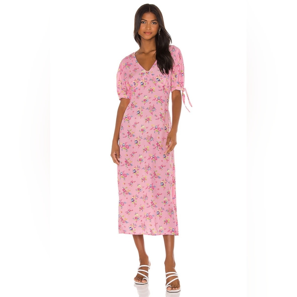 FAITHFULL THE BRAND Daija Midi Dress Juliette Floral Pink Size